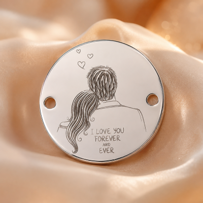 Pandantiv Cuplu Argint Gravat I Love You Forever