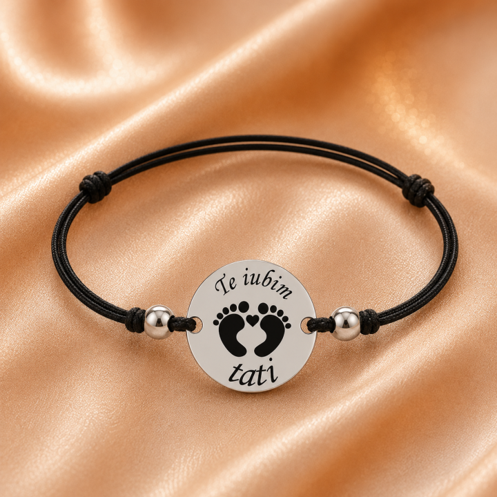 Link rotund din Argint 925 gravat Te iubim tati cu talpite 16.5 mm