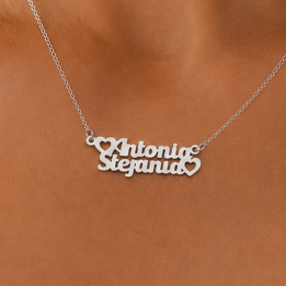 Lantisor Personalizat din Argint 925 cu 2 Nume - Cadou unic pentru Ea - bijuterii personalizate din argint | simoshop