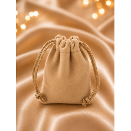 Saculet Catifea Bej Antilopa pentru Bijuterii si Cadouri 7.5x5 cm cu Snur Premium D181 | simoshop