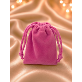 Saculet Cadou Catifea Subtire Roz Fuchsia cu Snur pentru Bijuterii 7.5x5 cm D182 | simoshop