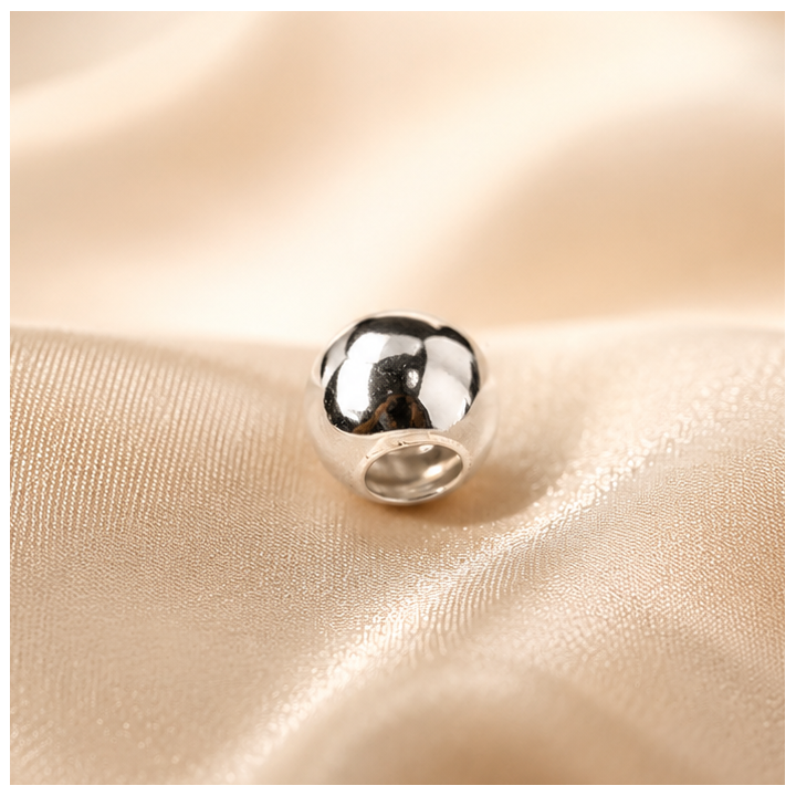 Biluta Argint 925 Polished 4 mm cu orificiu 1.8 mm pentru bijuterii handmade, 1 bucata G0776