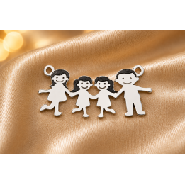 E0606-G-Link familie (parinti si doua fetite) -28x13x0.6 mm-1 buc - bijuterii personalizate din argint | simoshop