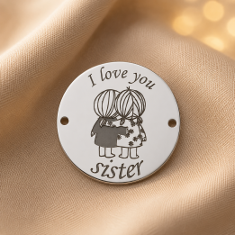 E1103-GS Link din argint 925 I love you, Sister 16.5mm 0.33mm 1 buc - bijuterii personalizate din argint | simoshop