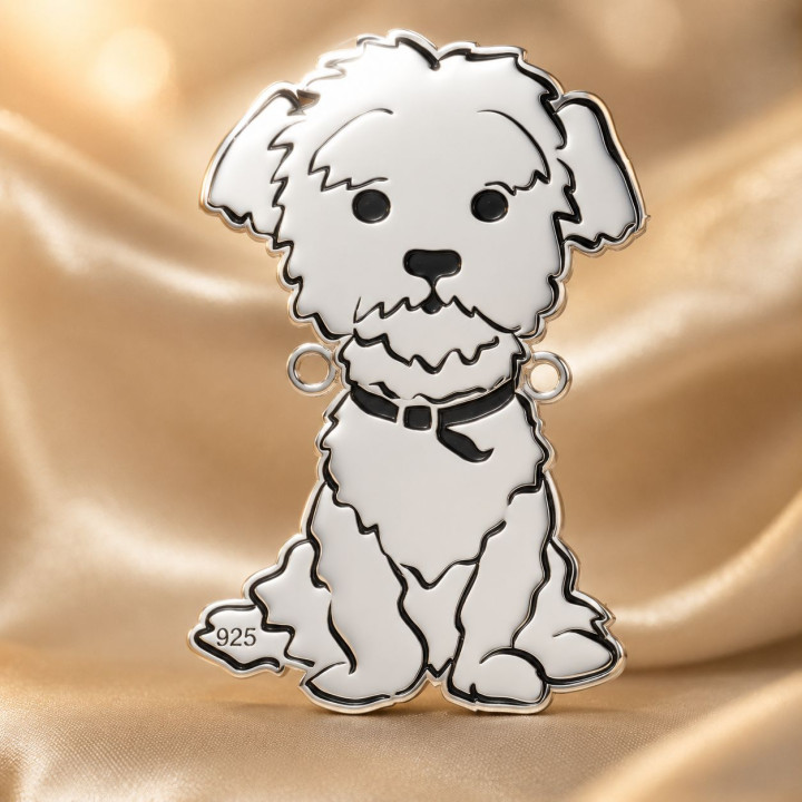 E0530 G Link din argint 925 bichon frise 26x17mm 0.5mm - bijuterii personalizate din argint | simoshop