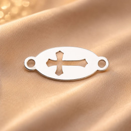 E1824 N Link Ag 925 Oval cu cruciulita decupata, 14.5x6mm, 0.4mm 1 buc - bijuterii personalizate din argint | simoshop