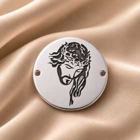 Charm Isus argint 925, element brățară rotund gravat