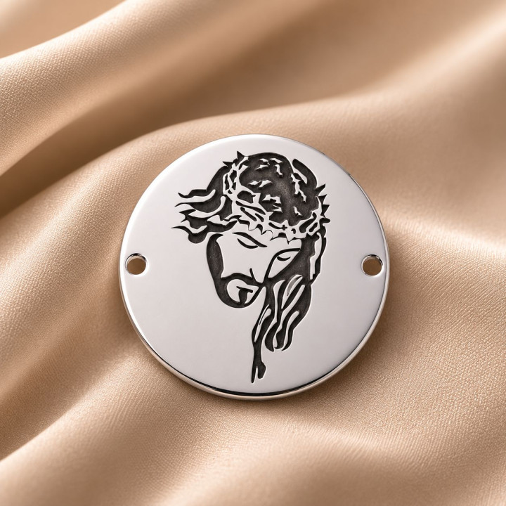 Link rotund Isus din argint 925 decupat 16.5 mm pentru bratara E0438 - bijuterii personalizate din argint | simoshop