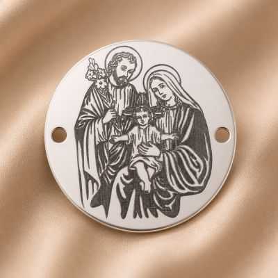 Charm Sfânta Familie argint 925, medalion 16.5 mm