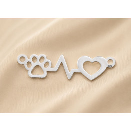Pandantiv Argint 925 Labuta si Inima cu Puls - Charm Iubitori de Animale 30x7.7 mm E0032 - bijuterii personalizate din argint | 