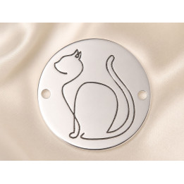 E1367-GS-Link din argint 925 Pisica - model abstract 16.5mm - 1 buc - bijuterii personalizate din argint | simoshop