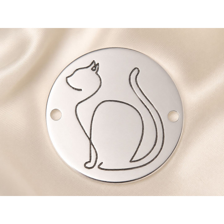 E1367-GS-Link din argint 925 Pisica - model abstract 16.5mm - 1 buc - bijuterii personalizate din argint | simoshop