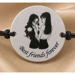 Bratara cu snur reglabil si banut din Argint 925 Best Friends Forever 16.5 mm S0515