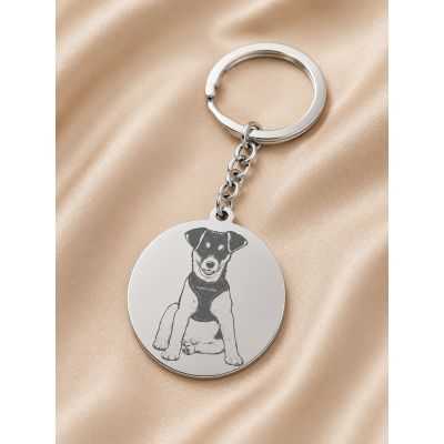 Breloc Personalizat cu Poza Gravata pe Banut Rotund din Inox 30 mm S0288