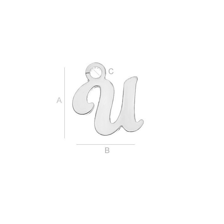 G1203-Litera U din argint 925 8.6x7.3mm 1 buc