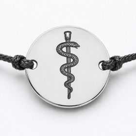 Brățară argint 925 cadre medicale – simbol Asclepius gravat | Cadou asistentă