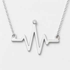 Colier premium argint 925 puls EKG cu cristal – cadou cadre medicale