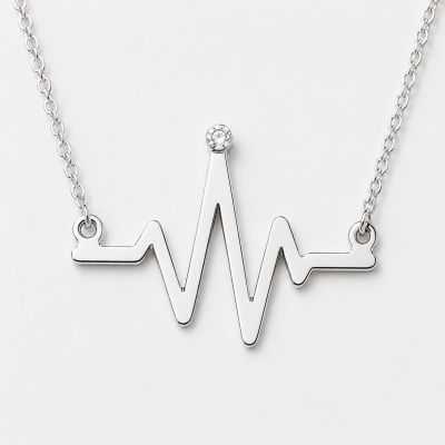 Colier premium argint 925 puls EKG cu cristal – cadou cadre medicale