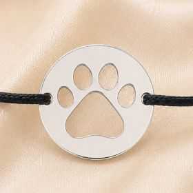Bratara cu snur negru reglabil si banut Labuta din argint 925 13 mm pentru iubitori de animale B-E1762 - bijuterii personalizate