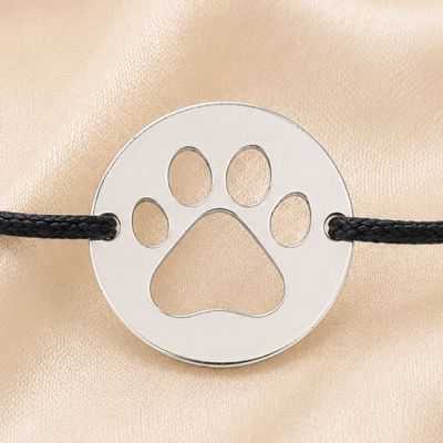 Bratara cu snur negru reglabil si banut Labuta din argint 925 13 mm pentru iubitori de animale B-E1762 - bijuterii personalizate