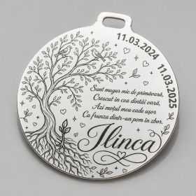 Bănuț de moț argint 925 cu copacul vieții, personalizat