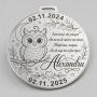 Bănuț de moț argint 925 cu bufniță, personalizat 22 mm