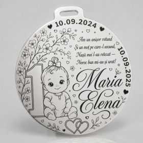 Bănuț de moț fetiță argint 925 personalizat 1 anișor 22 mm