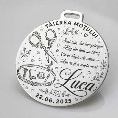 Bănuț tăierea moțului argint 925 personalizat cu poezie