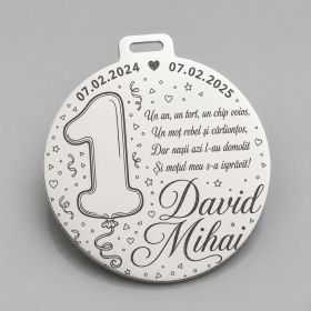 Bănuț de moț argint 925 balon 1 anișor personalizat 22 mm