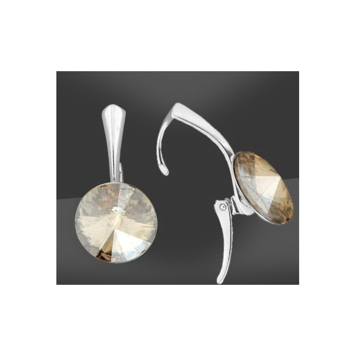G0026-Leverback Swarovski Rivoli 12mm 1 bucata - bijuterii personalizate din argint | simoshop