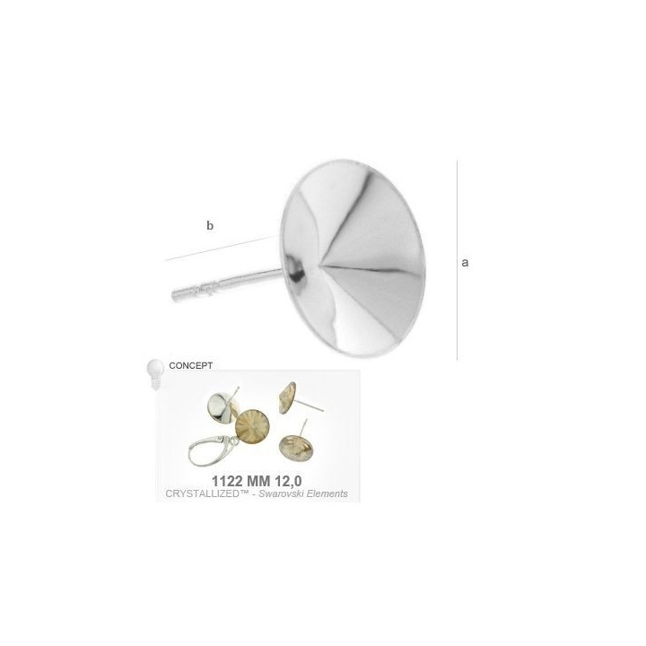 G0035-Tije pentru Swarovski Rivoli 12mm 1 bucata - bijuterii personalizate din argint | simoshop