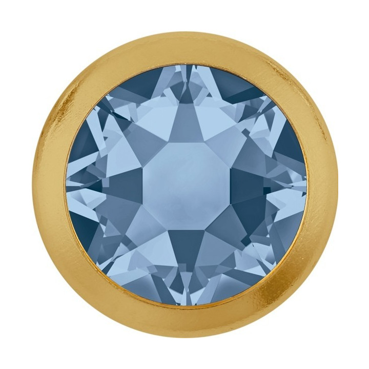 0758-Swarovski Elements 2078/H Denim Blue Foiled Hotfix GR-Gold Ring