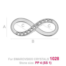 G1232-Charm link infinit din argint 19.5x7.9mm cu loc pentru cristale 1028 - bijuterii personalizate din argint | simoshop