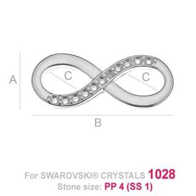 G1232-Charm link infinit din argint 19.5x7.9mm cu loc pentru cristale 1028 - bijuterii personalizate din argint | simoshop