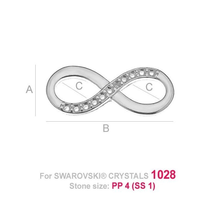 G1232-Charm link infinit din argint 19.5x7.9mm cu loc pentru cristale 1028 - bijuterii personalizate din argint | simoshop