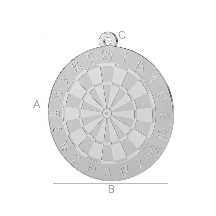 G1266-Charm rotund darts argint 925 22.00x20mm 1 buc