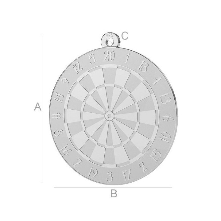 G1266-Charm rotund darts argint 925 22.00x20mm 1 buc