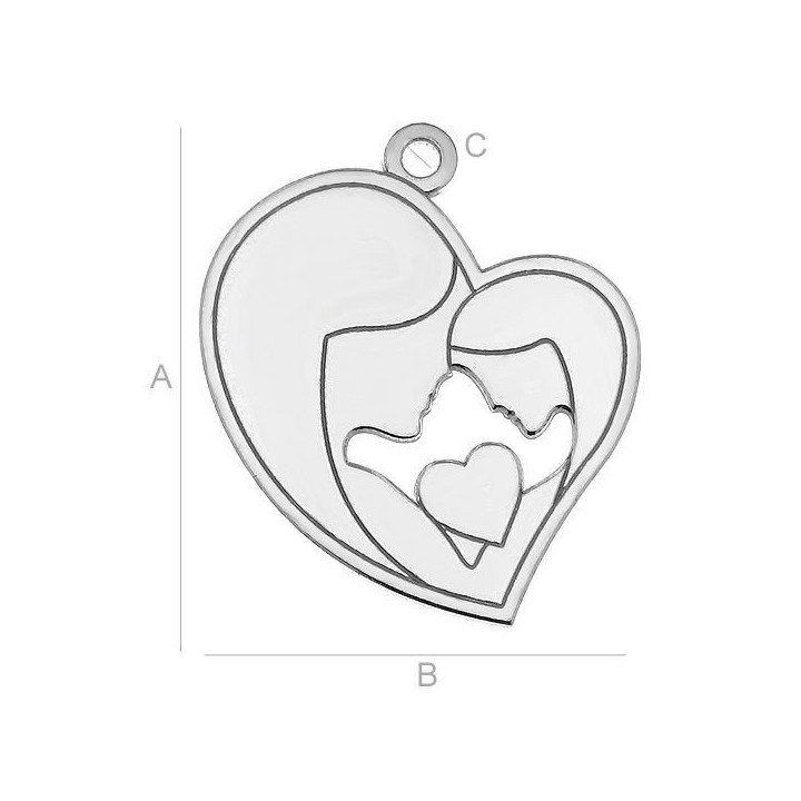 Pandant din argint 925 mama si fiica 18.5x16mm 0.5mm G1374 G