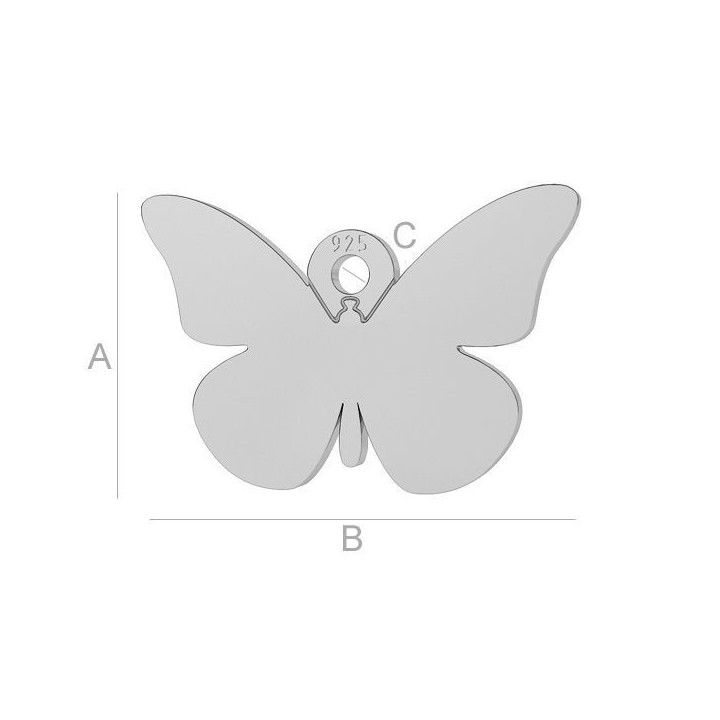 G1458-Charm Fluture argint 925 9.3x13.9mm 1 buc