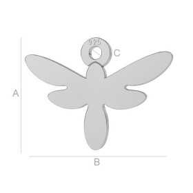 Charm libelulă din argint 925, decupaj laser 10x14 mm