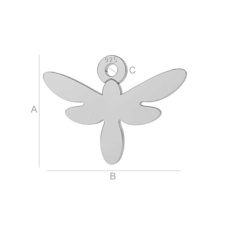 G1459-Charm libelula argint 925 10x13.90mm, grosime 0,33mm- 1 buc - bijuterii personalizate din argint | simoshop