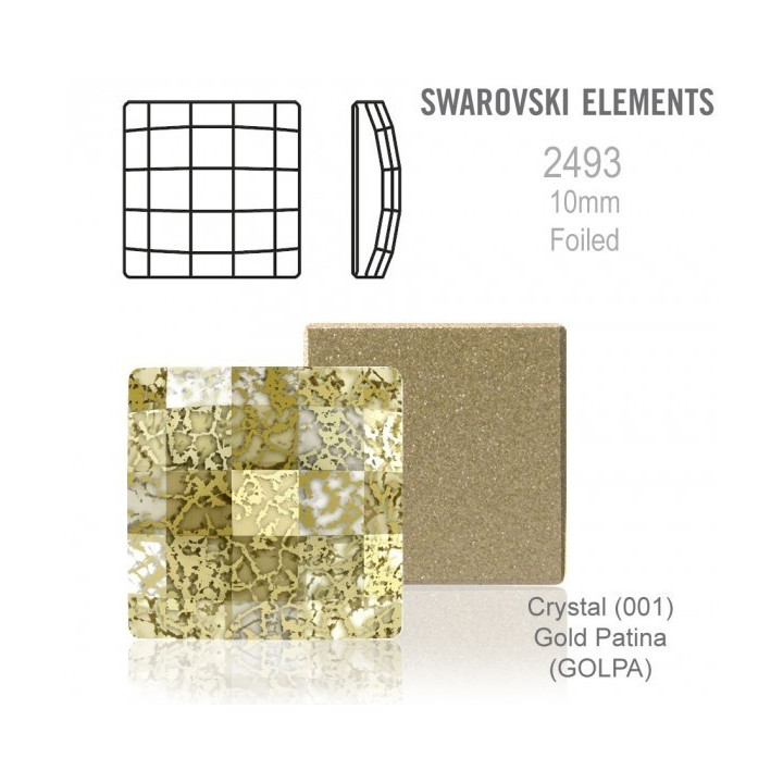 P3234-Swarovski Elements 2493 Chessboard Crystal Gold Patina 10mm - bijuterii personalizate din argint | simoshop