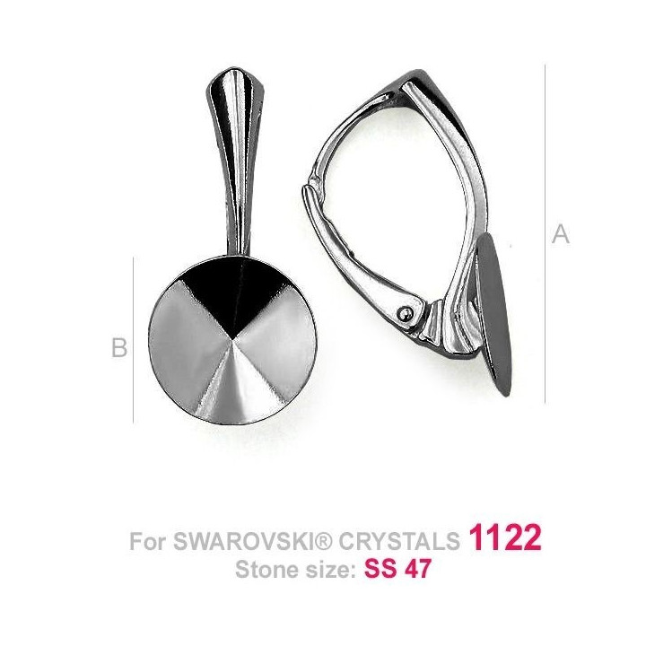 Leverback Swarovski Rivoli SS47 11mm