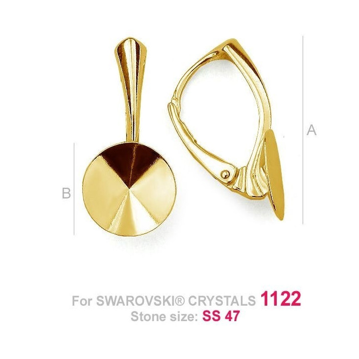 Leverback Swarovski Rivoli SS47 11mm