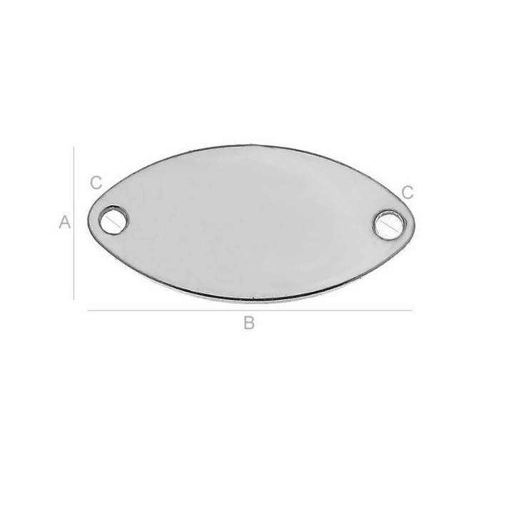 G0643-Link oval argint cu 2 gauri 7.5x15mm - bijuterii personalizate din argint | simoshop
