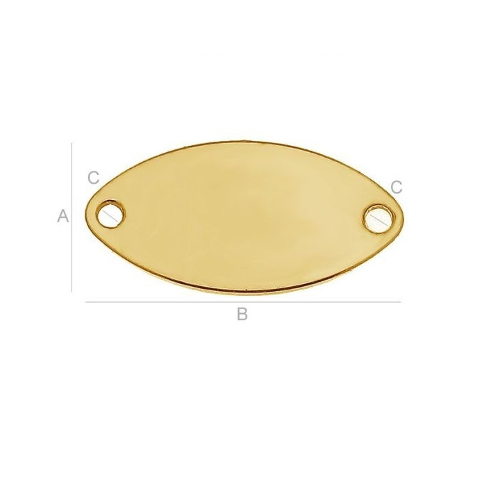 G0643-Link oval argint cu 2 gauri 7.5x15mm - bijuterii personalizate din argint | simoshop