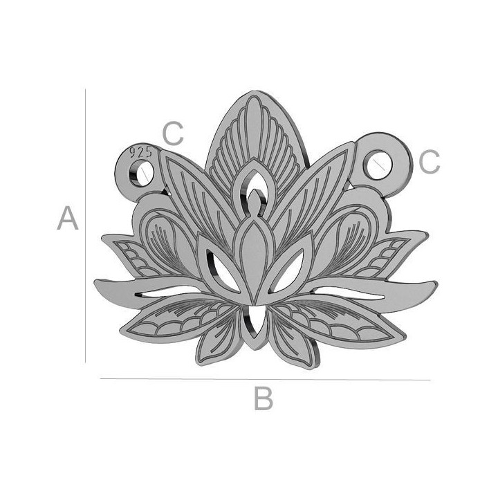 G1510-Link argint flore de lotus 14.40x15.80MM - 1 Buc - bijuterii personalizate din argint | simoshop