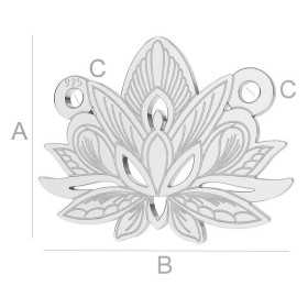 Charm floare de lotus argint 925 - link gravat