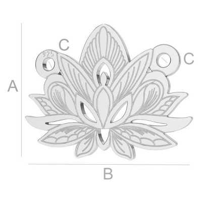 Charm floare de lotus argint 925 - link gravat