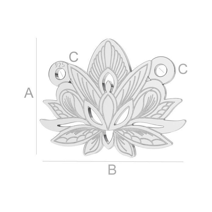 G1510-Link argint flore de lotus 14.40x15.80MM - 1 Buc - bijuterii personalizate din argint | simoshop
